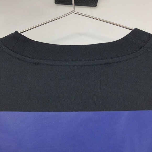 Hood By Air Blue and black/white Colorblock Striped Logo T-Shirt size S - Picture 10 of 16